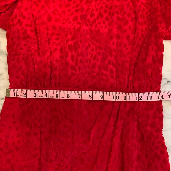 The Kooples red velvet burnout leopard print mini dress with long sleeves size 2 - Picture 12 of 14